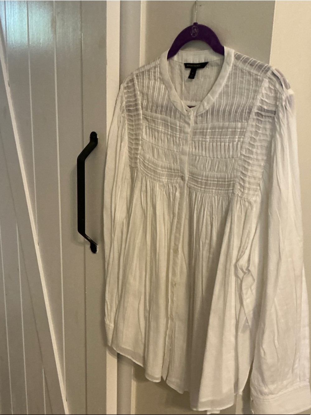 Banana Republic White Pintuck Button-Front Blouse